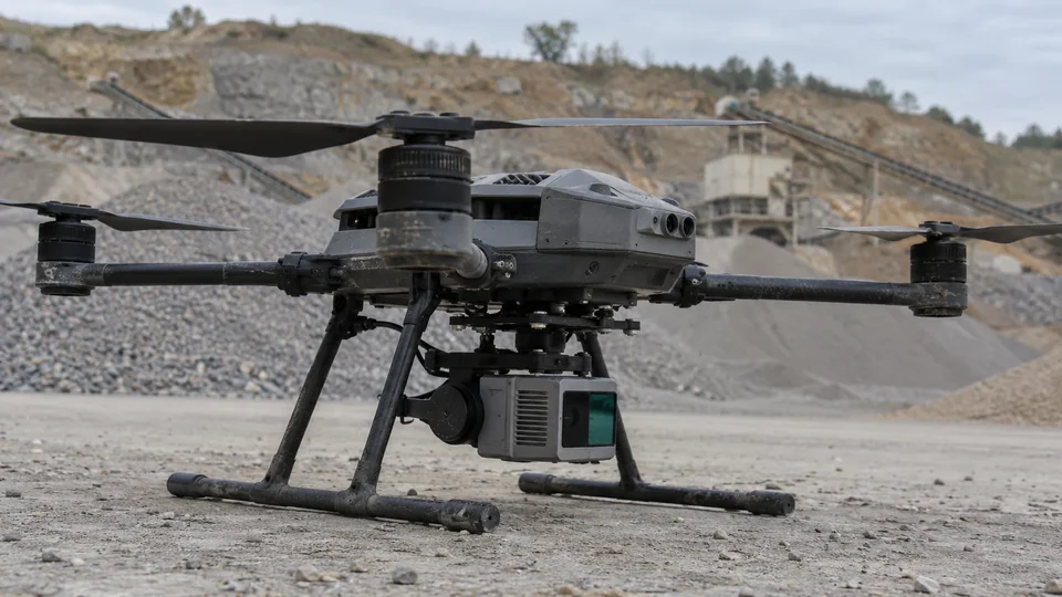 Mapping drone with an underslung survey sensor