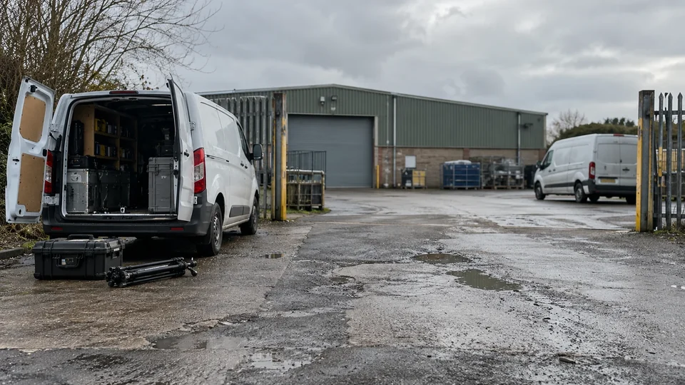 Equipment and work vehicles at an industrial site