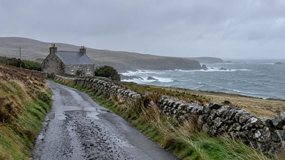 Wind and damp conditions along a coastal lane